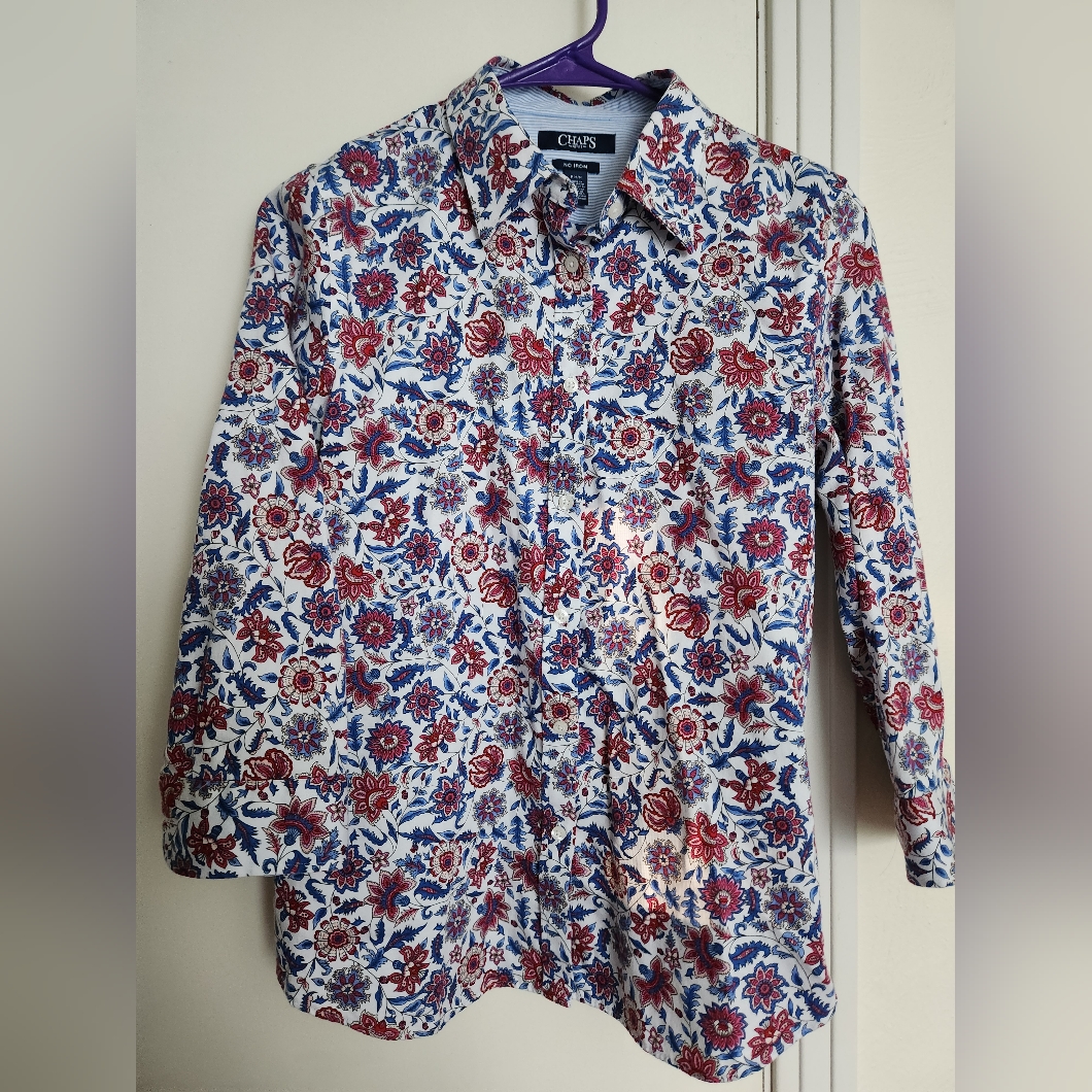 Chaps Button Down Flower Pattern Shirt